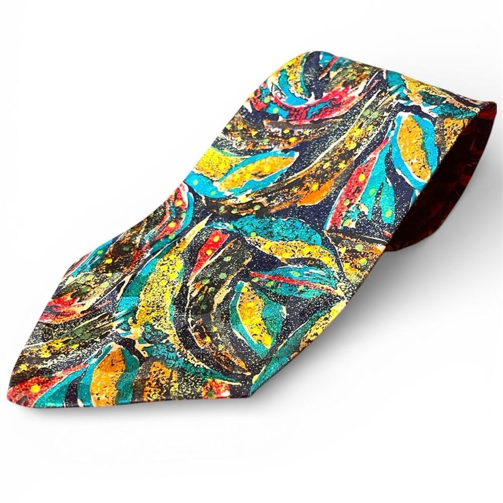 Vintage Brioni Vibrant Multicolor abstract silk Tie